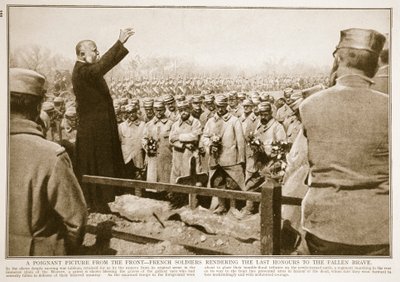 French soldiers rendering the last honours to the fallen brave, 1914-19 by French Photographer